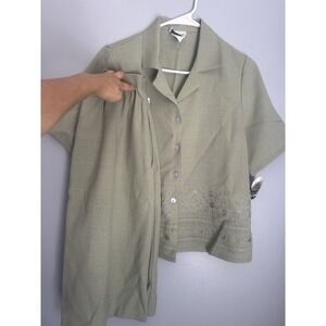 Vintage Bonworth NWT Sage Blouse/skirt Set Size XS Womens coastal grandma